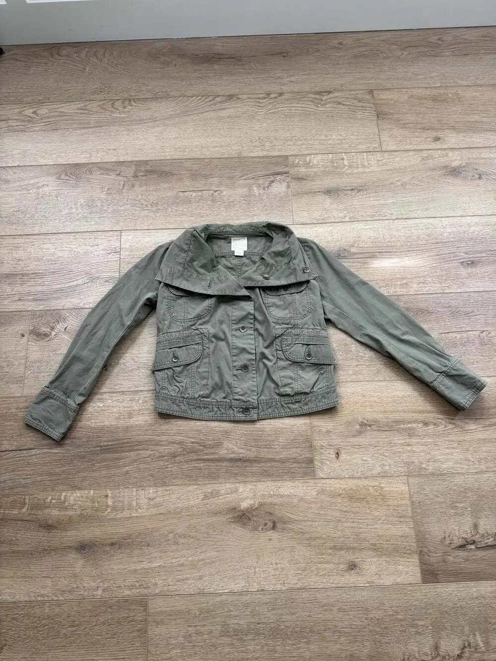 Eddie Bauer Ripstop Utility Jacket XS Olive Green Military Cargo Cotton Jacket